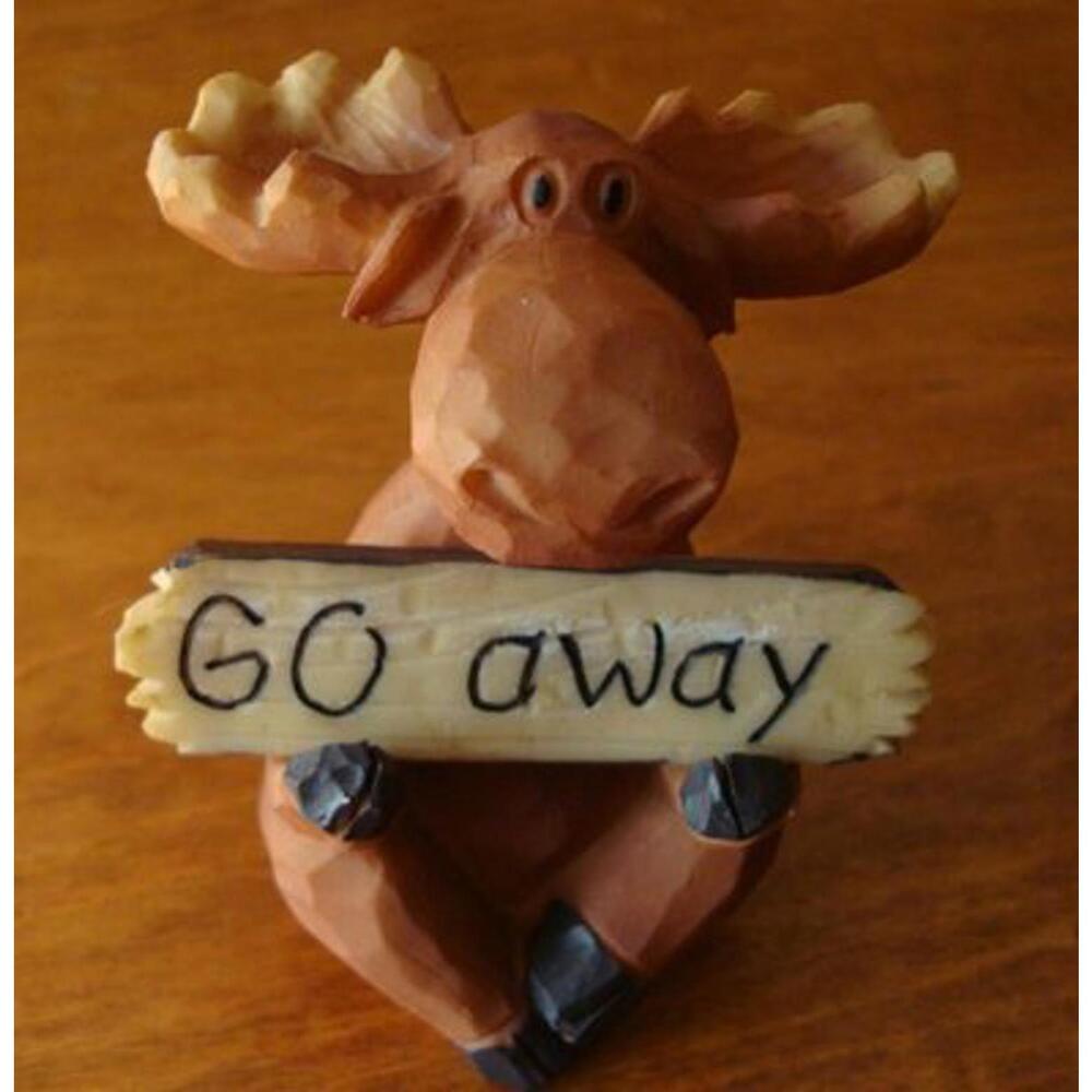 Moose Figurine Welcome / Go Away Sign Cabin Lodge Rustic Home Primitive Decor